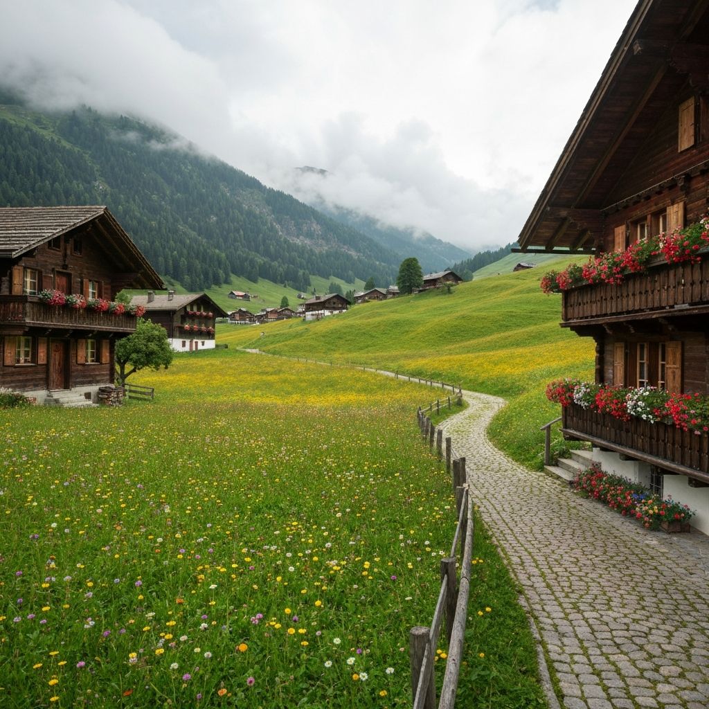 Historische alpine Landschaften und traditionelle Praktiken